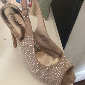 Tan wet seal heels size 8